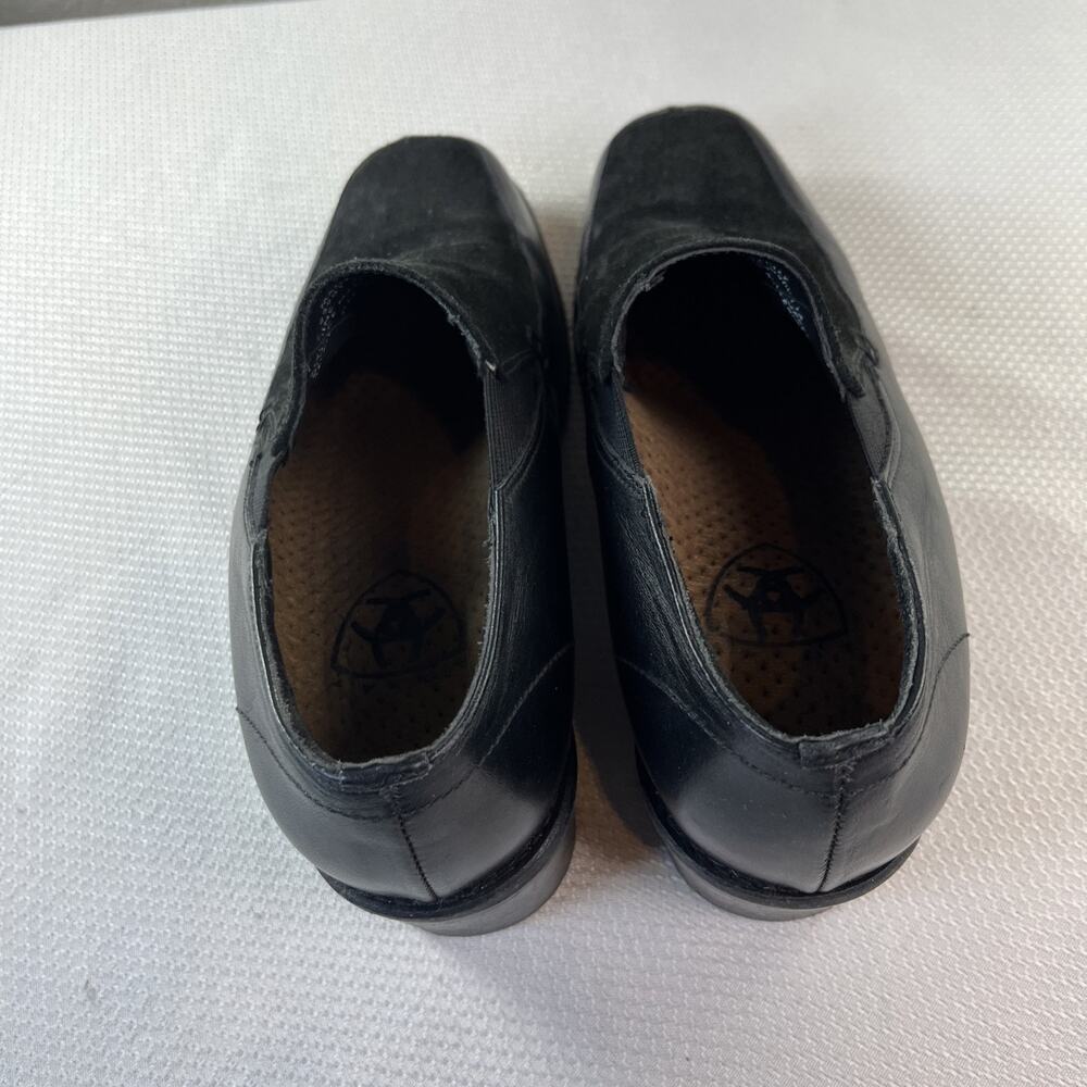 Ariat Shoes Womens 8.5 Loafers Black Leather Round Toe Low Top Slip On Suede - Picture 4 of 13
